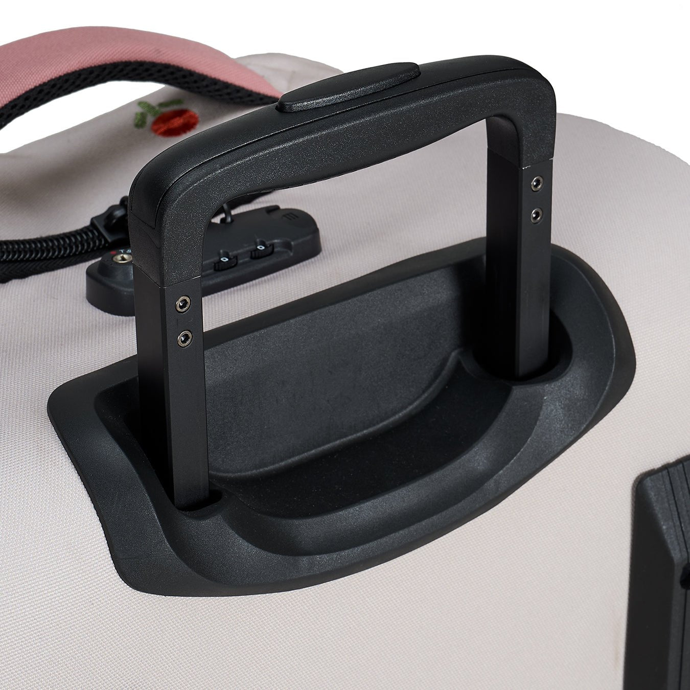 Ela Mo™ Reisetasche mit Rollen 78 Liter | Embroidery Edition Losy. TSA-Zahlenschlossverschluss und Tragegriff der Tasche.