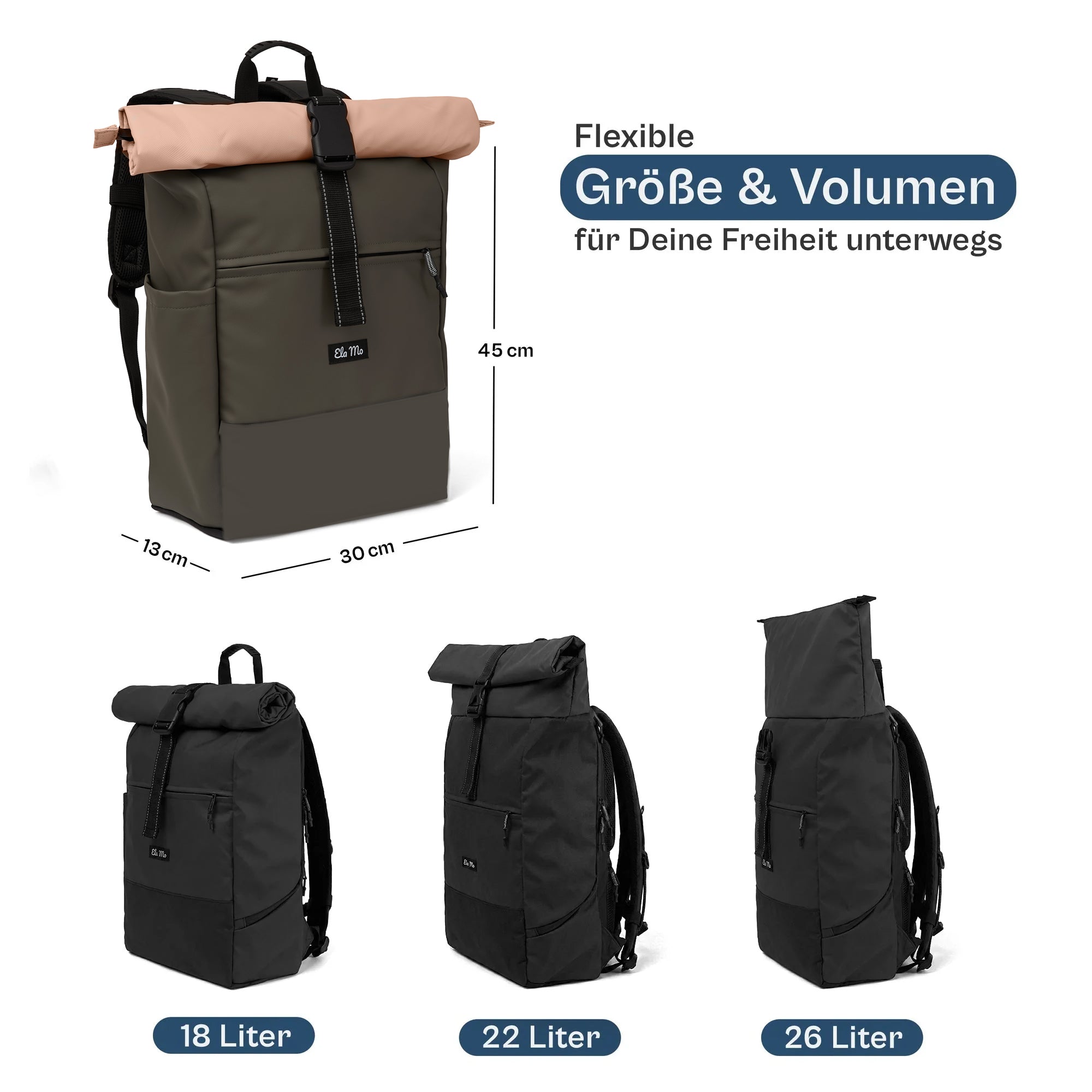 Ela Mo™ Rolltop Rucksack | Peach Blush