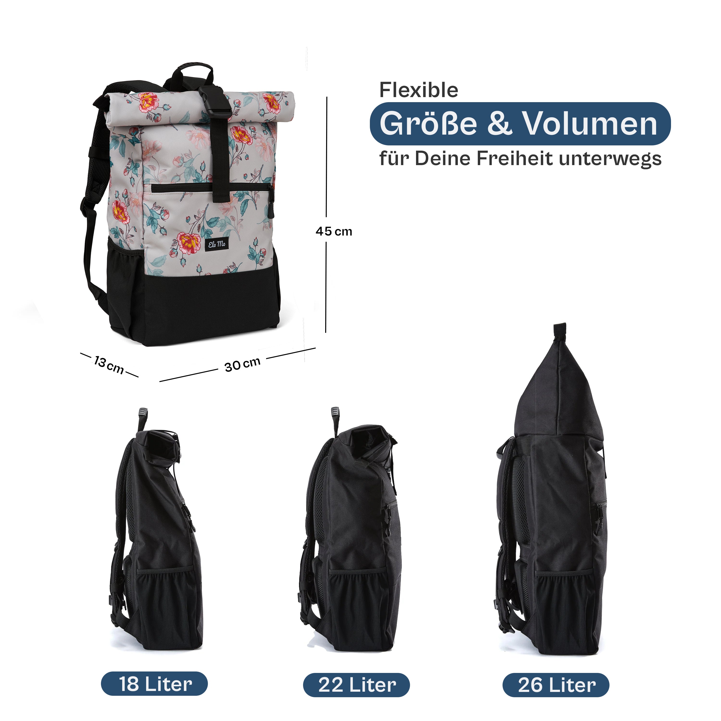 Ela Mo™ Rolltop Rucksack | Roses for You