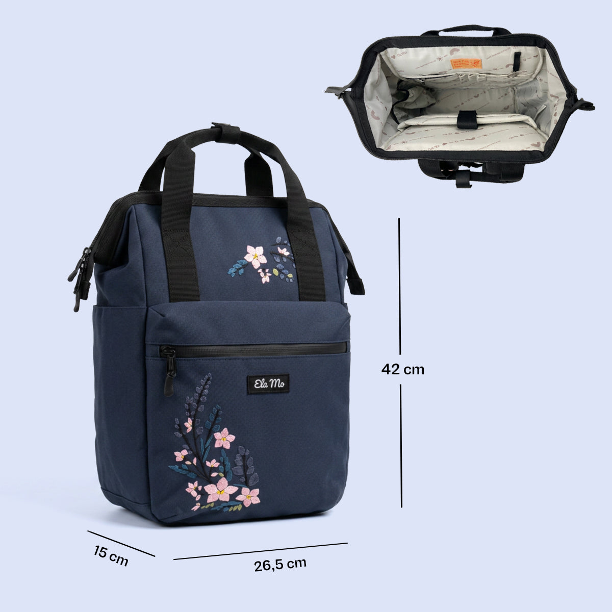 Ela Mo™ Topload Rucksack | Flowering Vine Embroidery