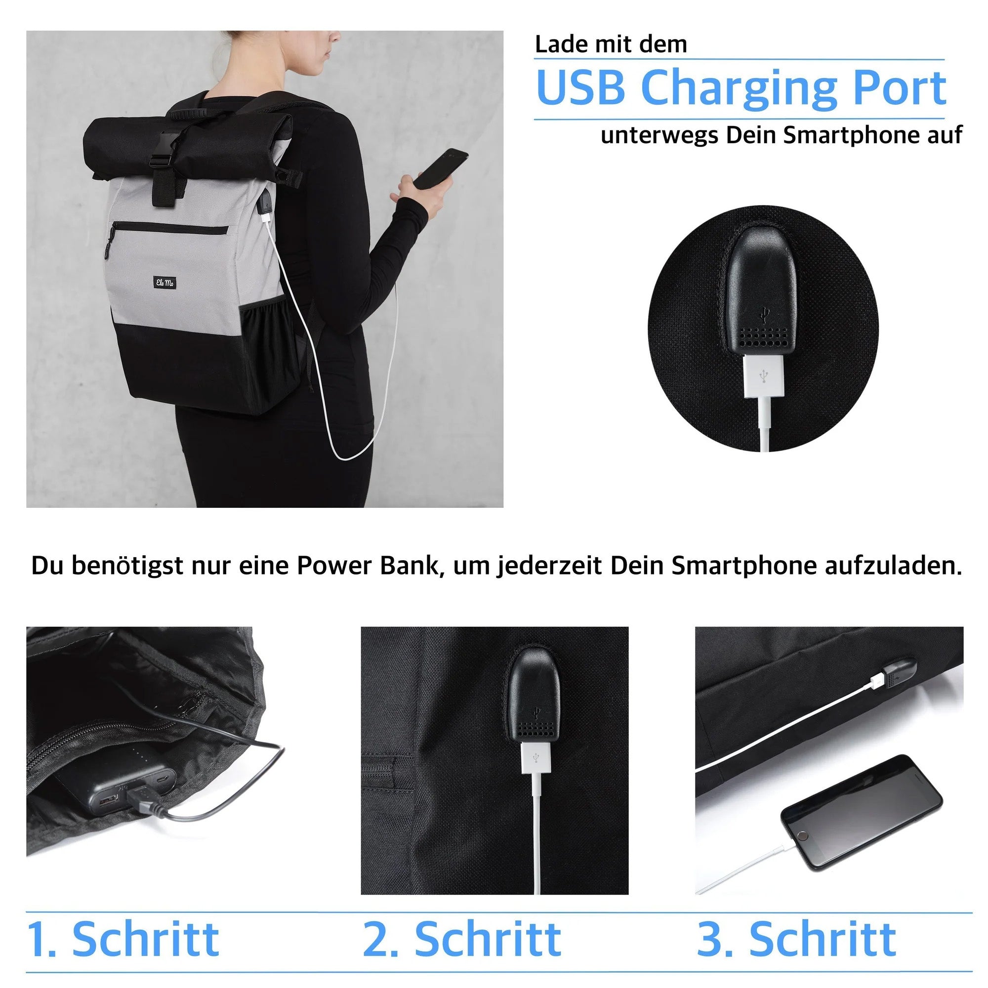 The Grey Ela Mo™ Rolltop Rucksack | The Grey