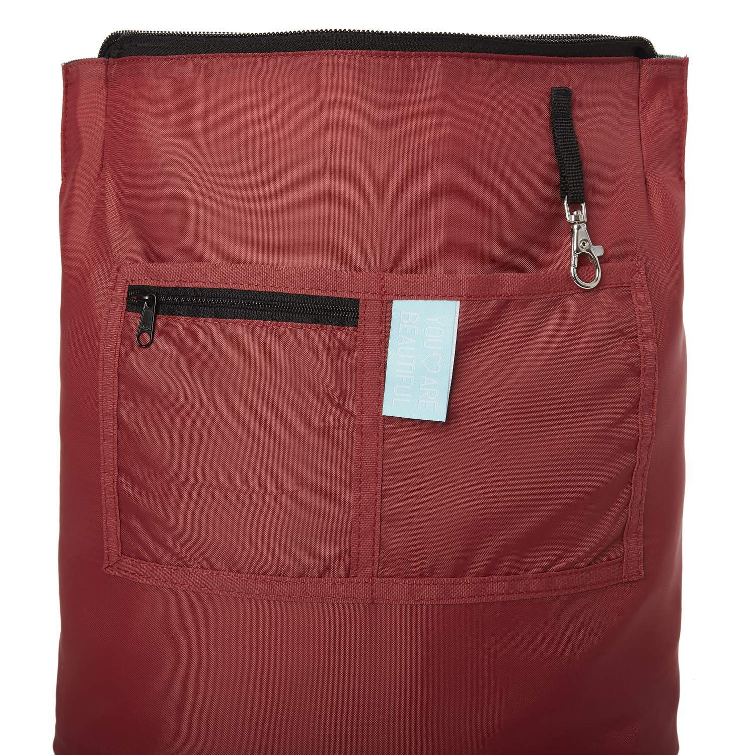 Ela Mo™ Daypack Rucksack | A Rose. Innenbereich des Rucksacks mit Fächern und Schlüsselanhänger.