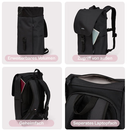 Ela Mo™ Everywhere Rucksack | Black Reflective