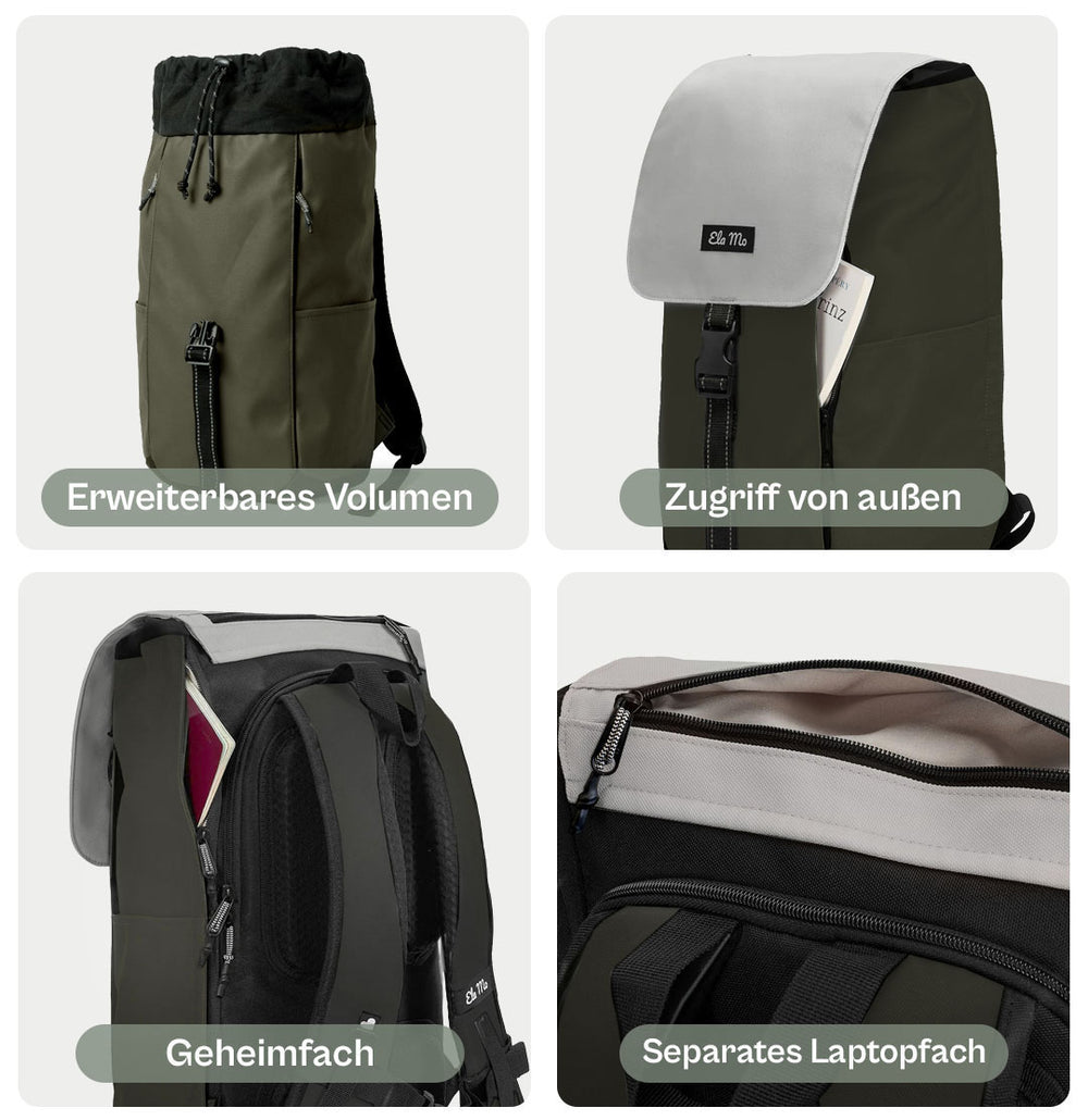 Ela Mo™ Everywhere Rucksack | (Coated) Olive