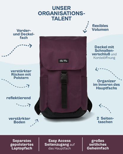 Ela Mo™ Everywhere Rucksack | Plum Reflective