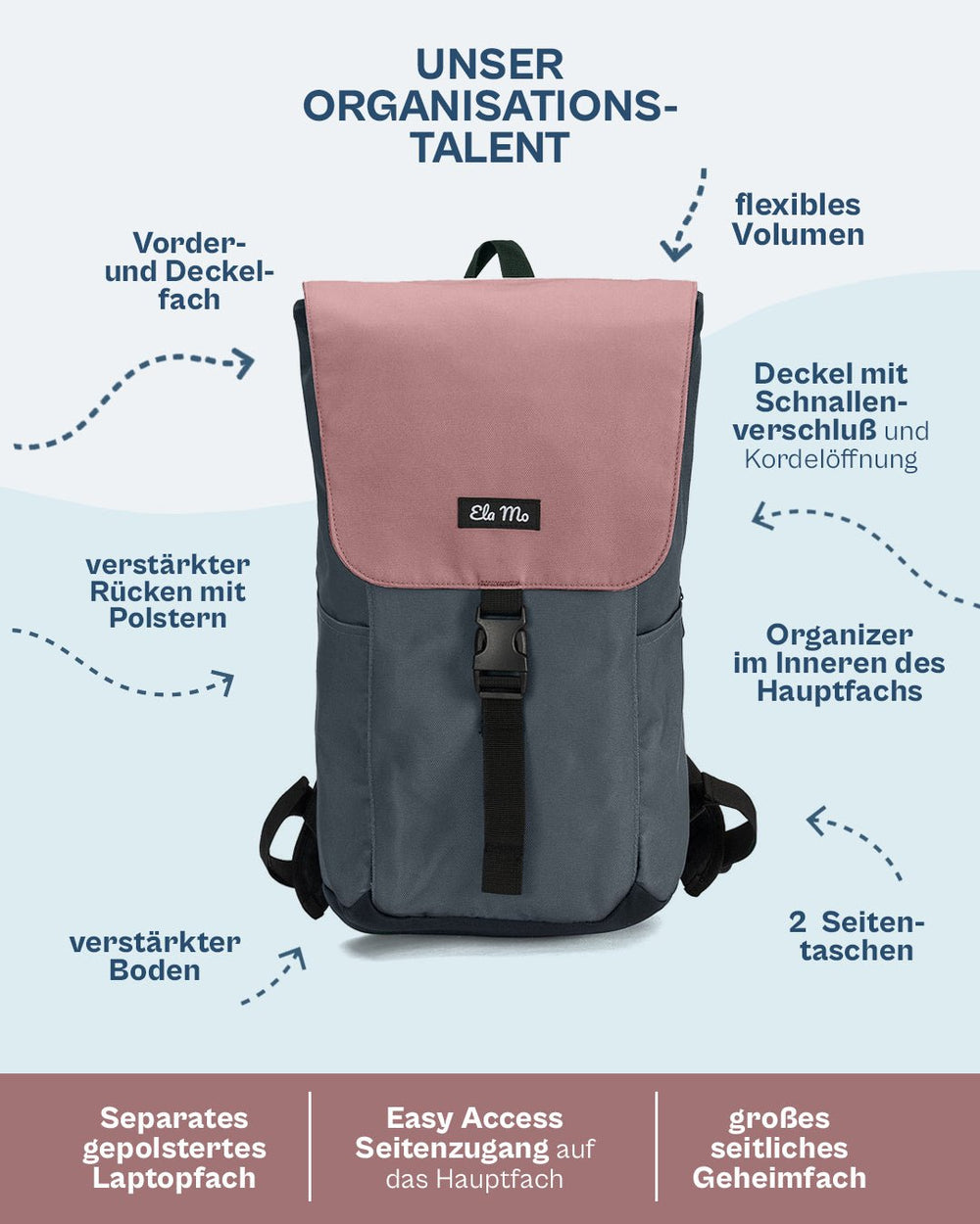 Ela Mo™ Everywhere Rucksack | Salmon