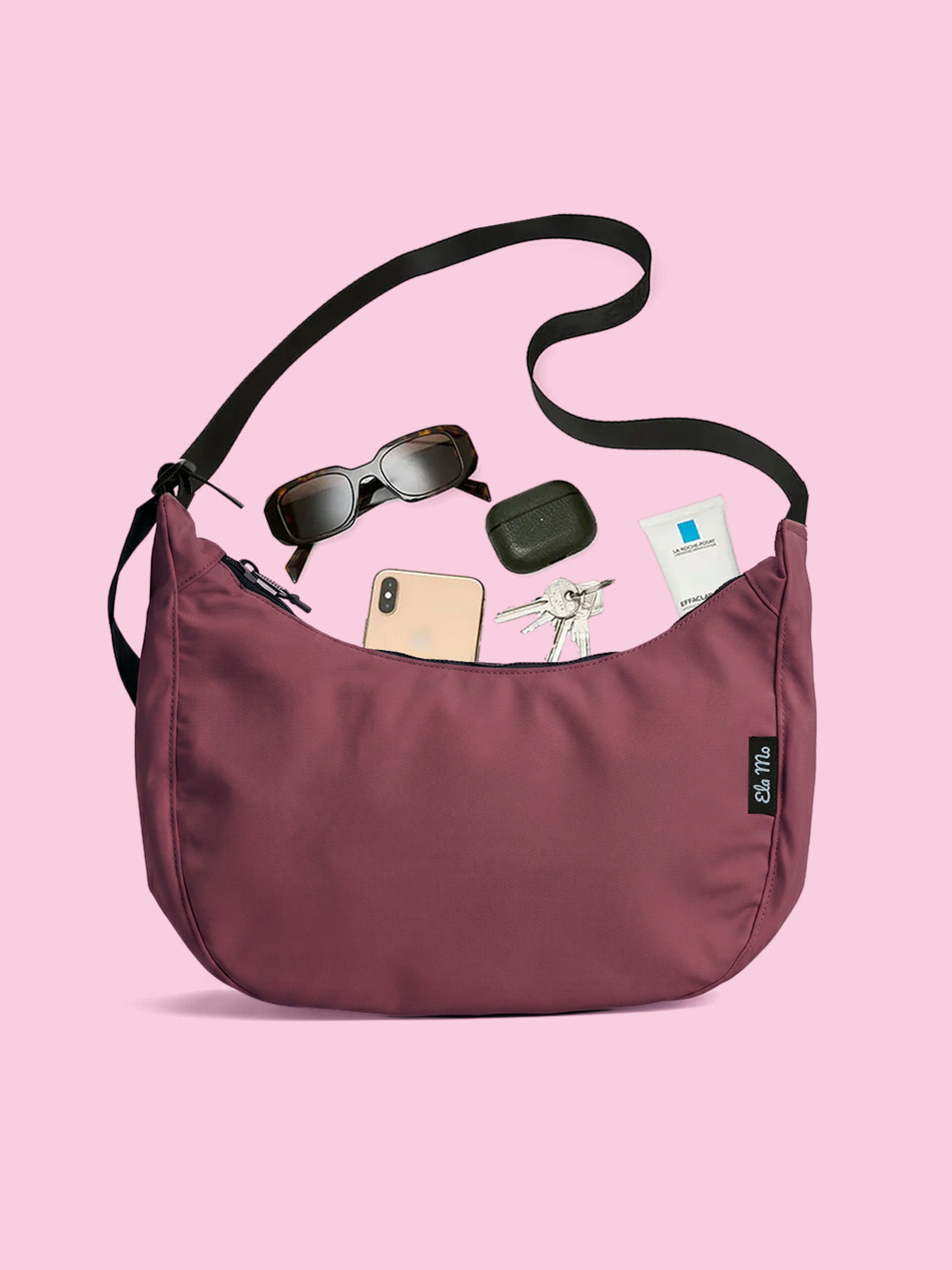 Ela Mo™ Moon Bag | Dark Berry (Coated)