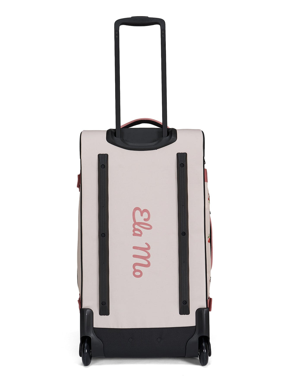Ela Mo™ Reisetasche mit Rollen 78 Liter | Embroidery Edition Losy.Die Rückseite der Tasche mit Tragegriff und Herstellerlogo