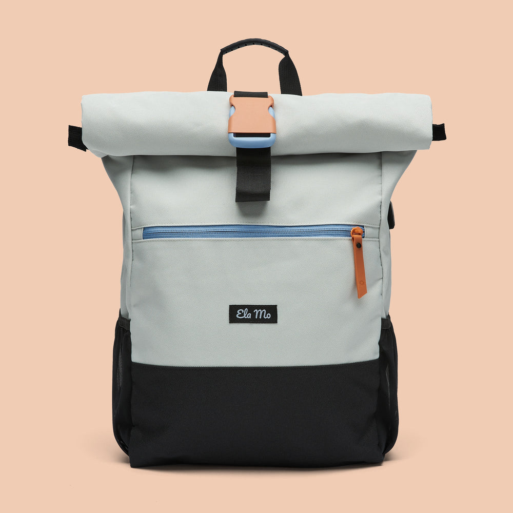 Ela Mo™ Rolltop Rucksack | Lightgrey Orange Pop