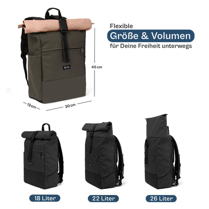 Ela Mo™ Rolltop Rucksack | Peach Blush