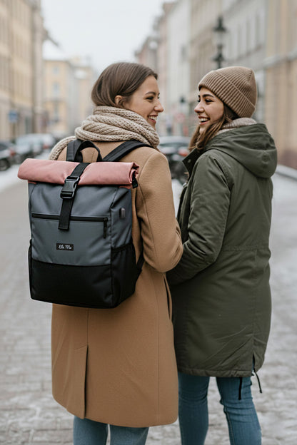 Ela Mo™ Rolltop Rucksack | Salmon