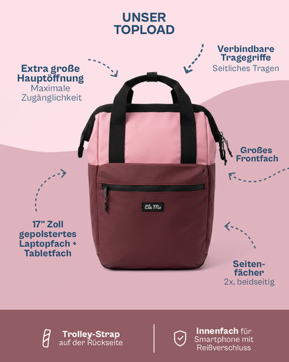 Ela Mo™ Topload Rucksack | Coated Edition Dark Berry