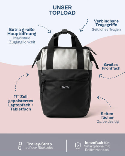 Ela Mo™ Topload Rucksack | Silver Lining