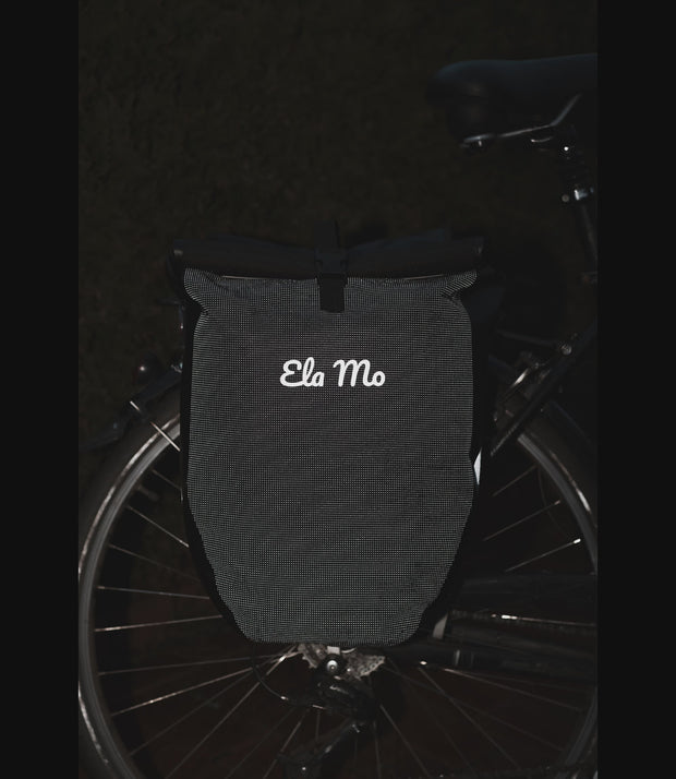 Ela Mo™ Fahrradtasche für Gepäckträger | Black Reflective